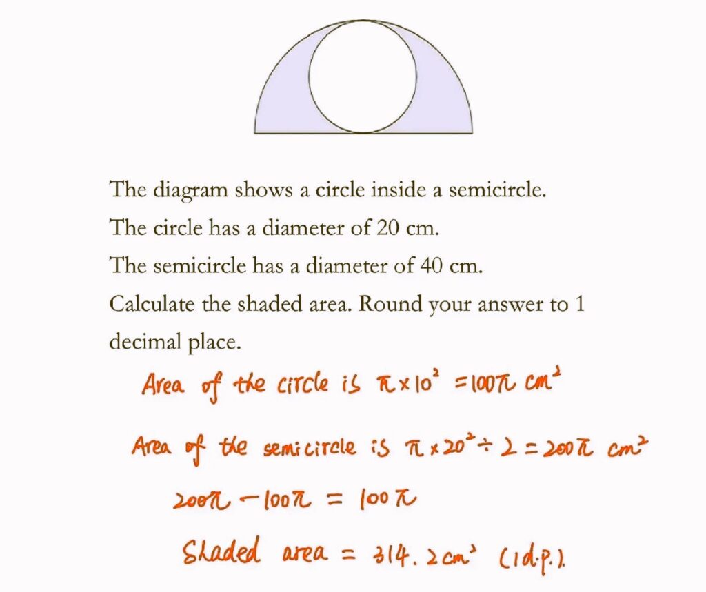 igcse math circle area formula